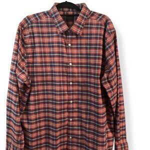 UNTUCKit Passaros Shirt Mens 2XL XXL Blue Red Plaid Long Sleeve Button Up Preppy